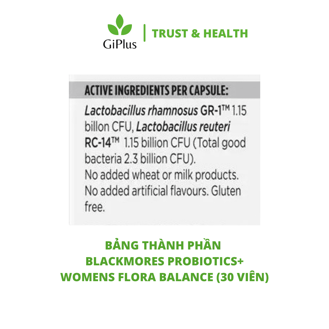  Viên Uống Men Vi Sinh Lợi Khuẩn Dành Cho Phụ Nữ Blackmores Probiotics+ Womens Flora Balance (30 Viên/Lọ) 