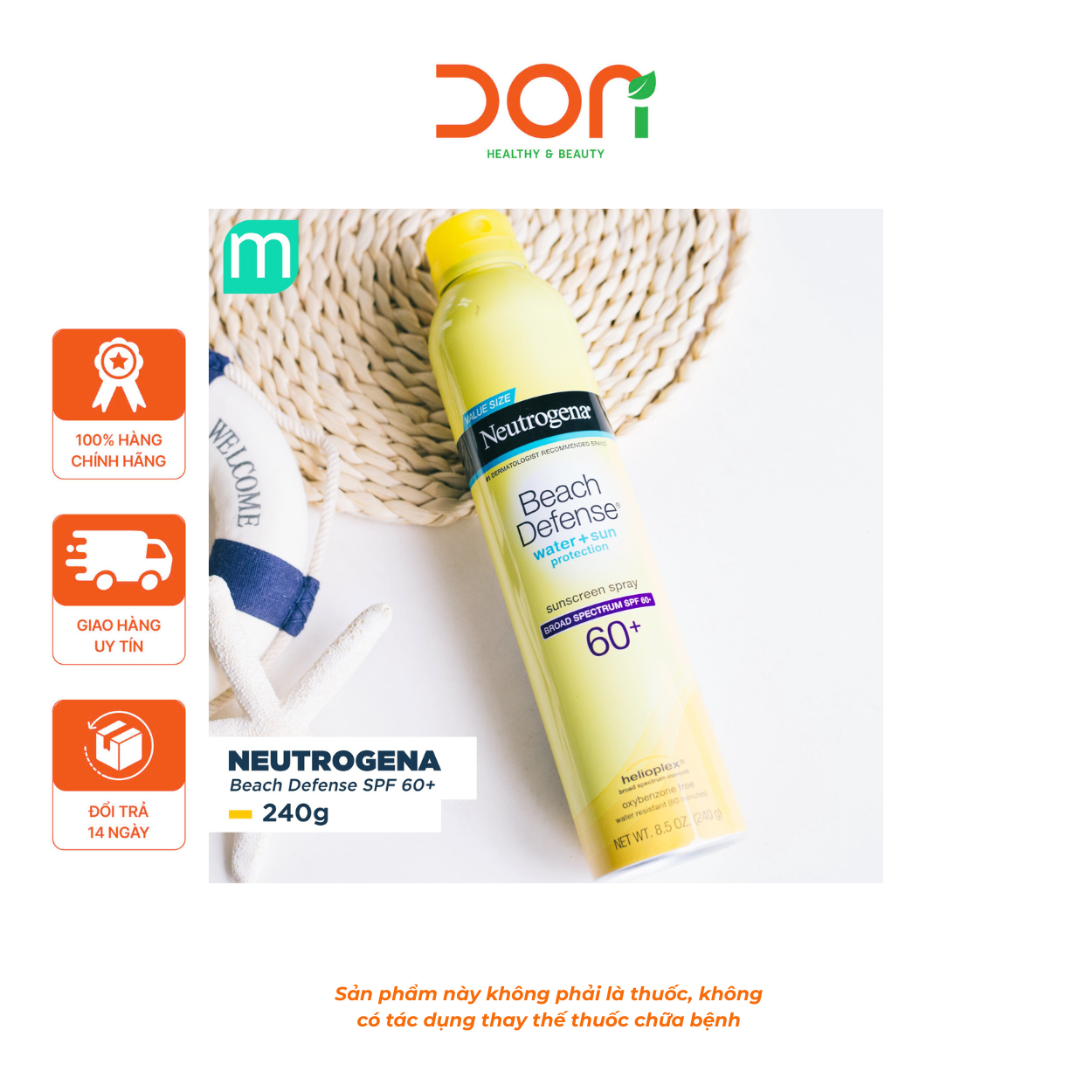  Xịt chống nắng toàn thân Neutrogena Beach Defense Water Sun SPF60+ 240g 