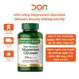  Viên bổ sung Magnesium Glycinate Nature’s Bounty 240mg 180 vien 