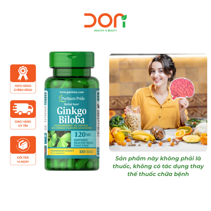  Viên Uống Hỗ Trợ Tuần Hoàn Não Bộ Ginkgo Biloba 120mg Puritan’s Pride 