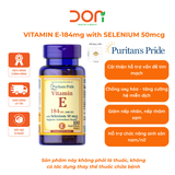  Viên Uống Đẹp Da Vitamin E 184mg with Selenium 50mcg Puritan's Pride 