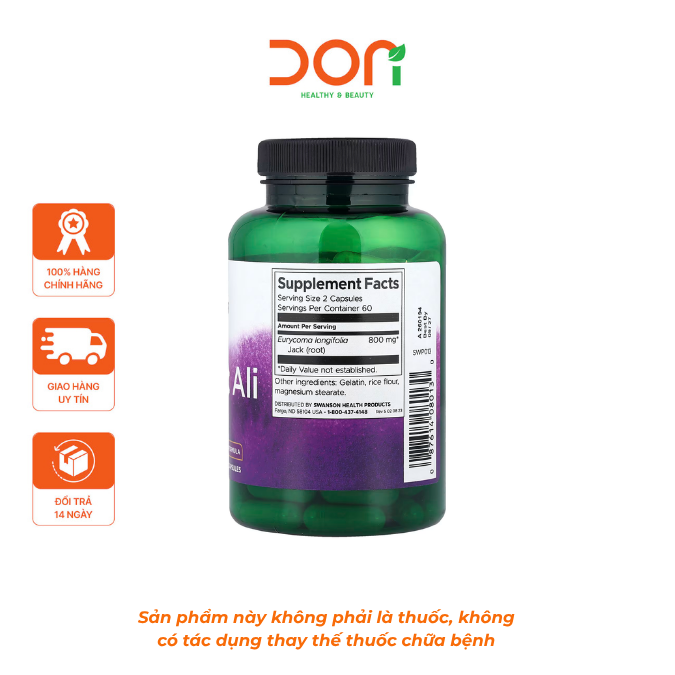  Viên Uống Hỗ Trợ Tăng Cường Sinh Lý Tongkat Ali Swanson 400mg (120 Viên/Lọ) 