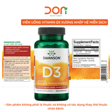  Sản phẩm hỗ trợ Vitamin D3 Swanson 250 viên 2000IU 