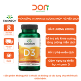  Sản phẩm hỗ trợ Vitamin D3 Swanson 250 viên 2000IU 