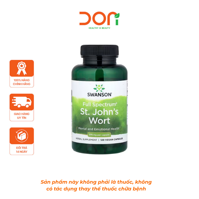  Viên Uống Full Spectrum St. John Wort 375mg Cải Thiện Tâm Trạng và Cân Bằng Cảm Xúc (120 viên/lọ) 
