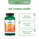  Viên Uống Swanson Vitamin D3 1,000 IU Cung Cấp Vitamin D3, Ngăn Ngừa Loãng Xương (250 viên/lọ) 