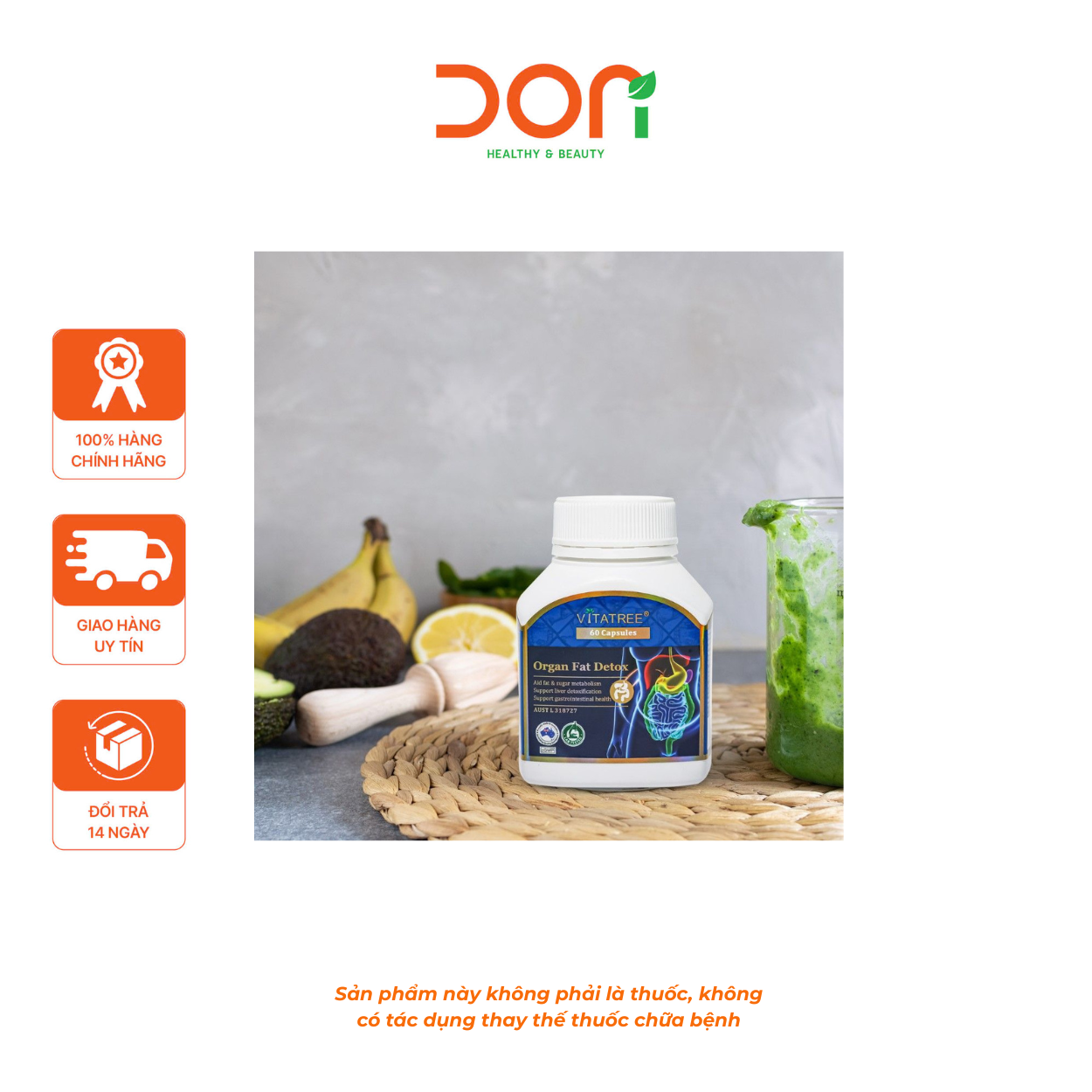  Viên Uống Thải Độc Mỡ Nội Tạng, Hỗ Trợ Giảm Cân Vitatree Organ Fat Detox 