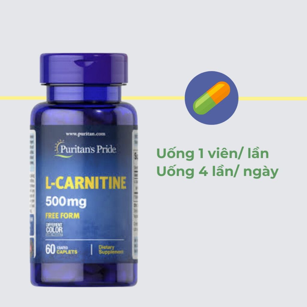 Viên Uống Hỗ Trợ Chuyển Hóa Mỡ Thừa, Tăng Cường Năng Lượng Puritan's Pride L-Carnitine 500mg 