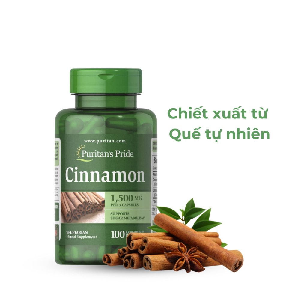  Viên Uống Kiểm Soát Đường, Giảm Cholesterol Từ Quế Puritan's Pride Cinnamon 500mg 