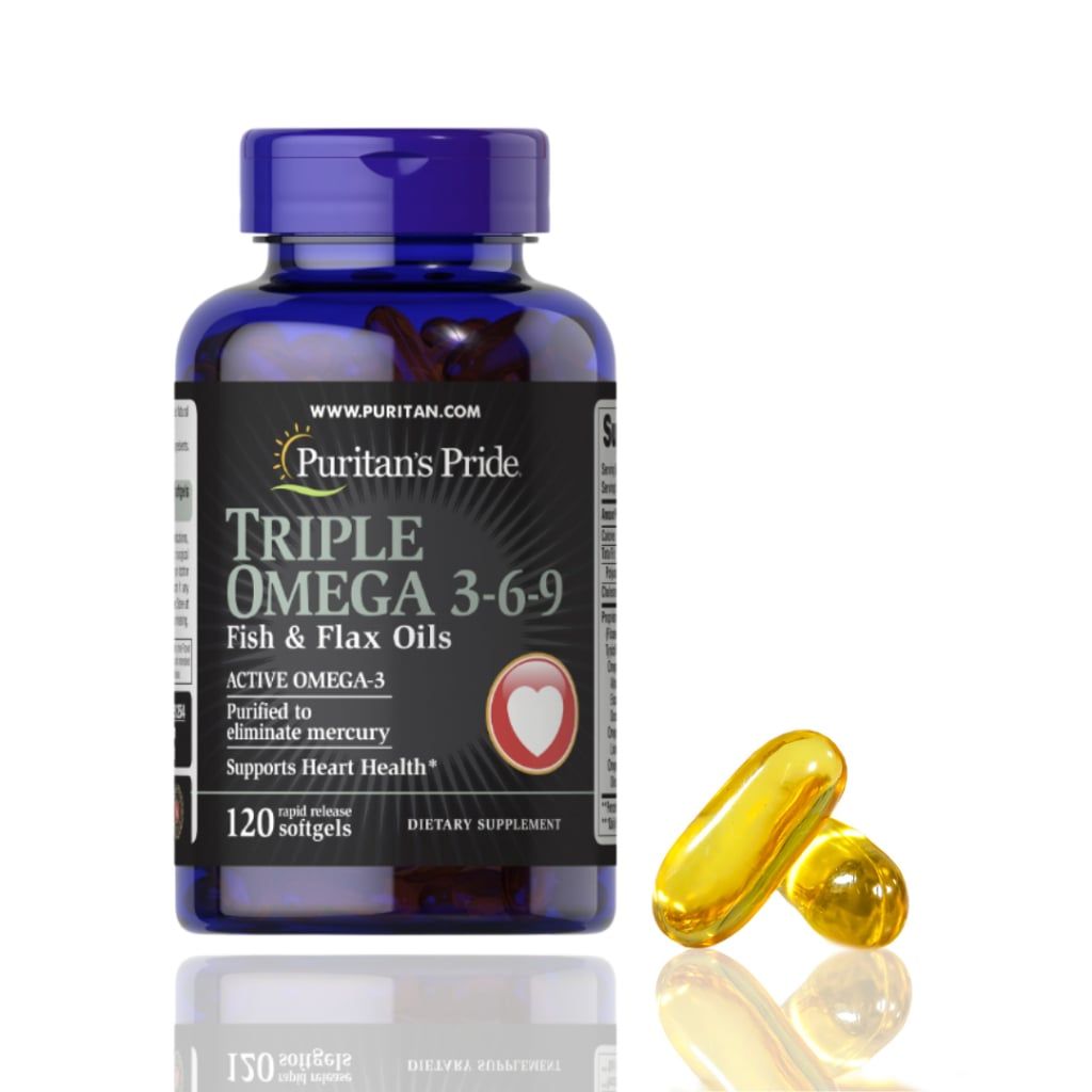 Viên Uống Bổ Sung Omega 3-6-9, Tăng Cường Sức Khỏe Tim Mạch Puritan's Pride Omega 3-6-9 Fish & Flax Oil 