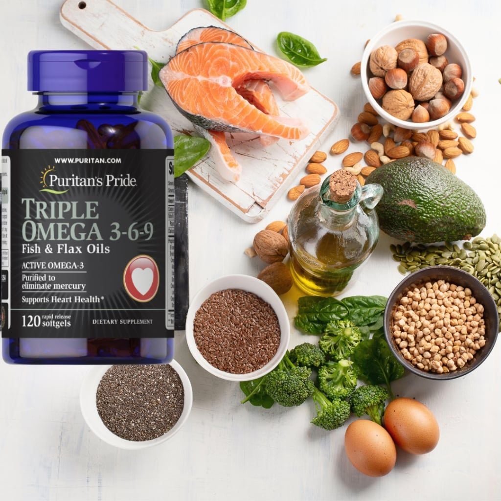  Viên Uống Bổ Sung Omega 3-6-9, Tăng Cường Sức Khỏe Tim Mạch Puritan's Pride Omega 3-6-9 Fish & Flax Oil 