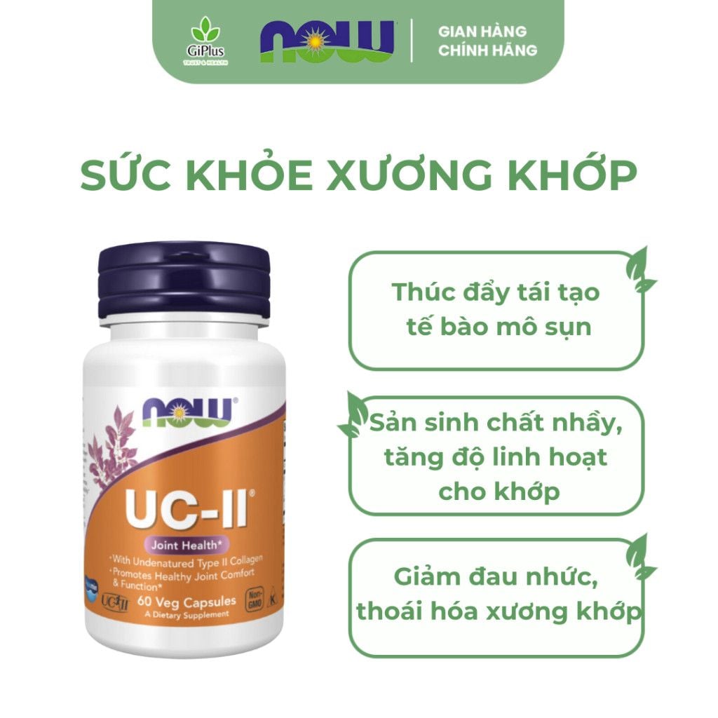  Viên Uống Tăng Dịch Nhầy Cho Khớp, Hỗ Trợ Sức Khỏe Xương Now UC-II Collagen Type II Joint Health 