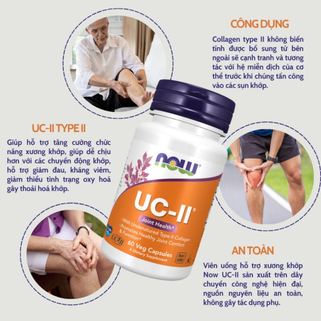  Viên Uống Tăng Dịch Nhầy Cho Khớp, Hỗ Trợ Sức Khỏe Xương Now UC-II Collagen Type II Joint Health 