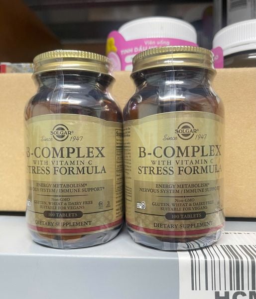 B-Complex with Vitamin C Stress Formula - Lọ 100 viên - SOLGAR - Hỗ trợ não bộ, đề kháng