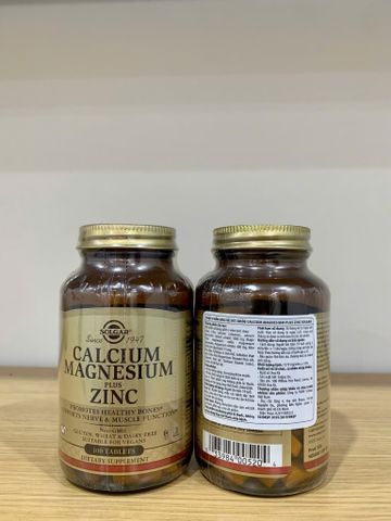 Calcium Magnesium plus Zinc - Lọ 100 viên - SOLGAR - Hỗ trợ cơ xương chắc khỏe