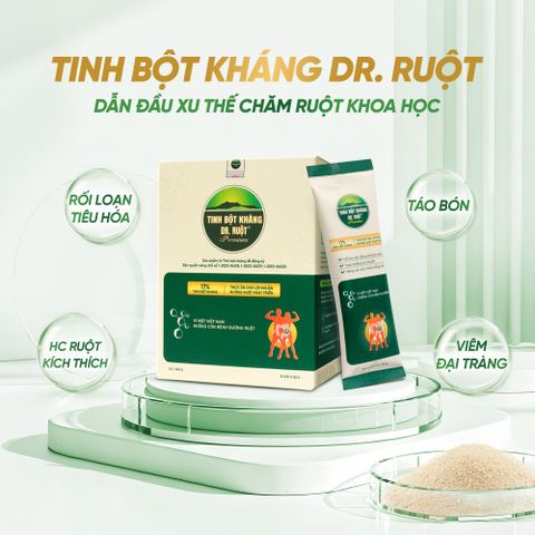 [Tinh Bột Kháng DR. RUỘT Premium] Hỗ trợ cải thiện táo bón, tiêu chảy, đại tràng, hội chứng ruột kích thích, thức ăn nuôi dưỡng lợi khuẩn đường ruột, hỗ trợ cân bằng hệ vi sinh - PREBIOTIC - Hộp 10 gói 50g