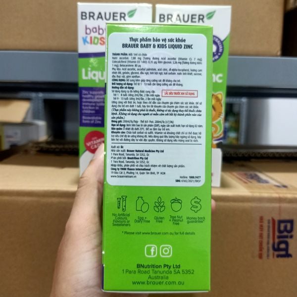 Liquid Zinc - Hộp 200ml - BRAUER - Siro kẽm tăng đề kháng trẻ 1+