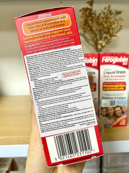Feroglobin Liquid - Chai 200ml - VITABIOTICS - Siro bổ sung sắt hỗ trợ tạo máu trẻ 1+ và bầu