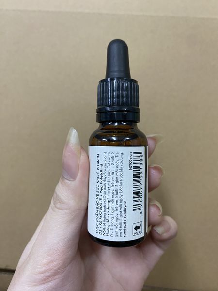 Vitamin D3 K2 MK7 200IU/15µg (Vegan) - Lọ 10ml - SUNDAY NATURALS - Hỗ trợ xương răng cho trẻ 0+