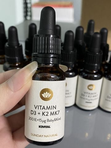 Vitamin D3 K2 MK7 200IU/15µg (Vegan) - Lọ 10ml - SUNDAY NATURALS - Hỗ trợ xương răng cho trẻ 0+
