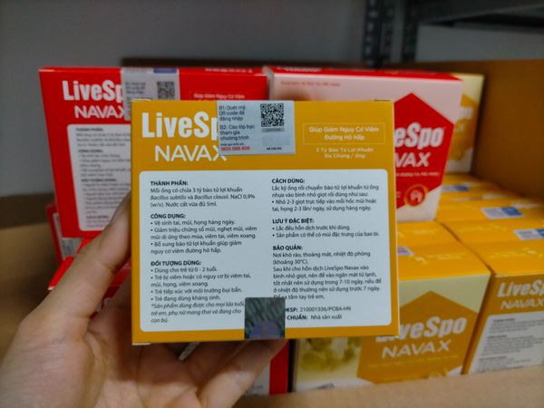 Navax vàng sơ sinh - Hộp 5 ống - LIVESPO - Lợi khuẩn vệ sinh tai mũi họng, giảm sổ mũi nghẹt mũi 0+