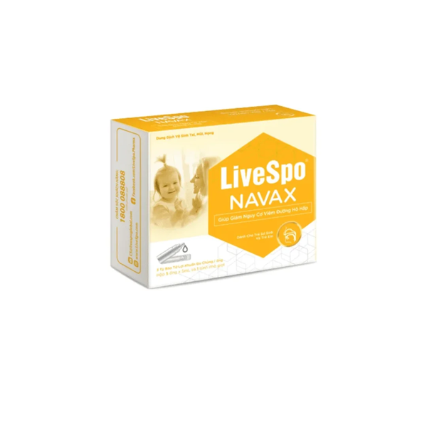 Navax vàng sơ sinh - Hộp 5 ống - LIVESPO - Lợi khuẩn vệ sinh tai mũi họng, giảm sổ mũi nghẹt mũi 0+