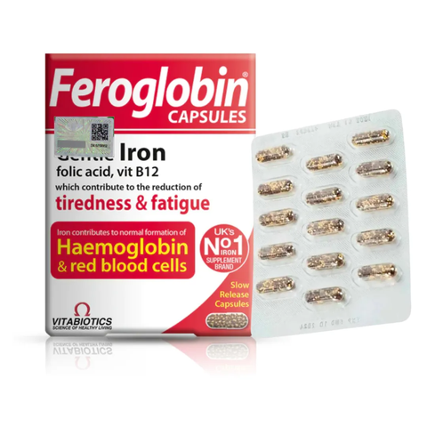 Feroglobin Capsule - Hộp 30 viên - VITABIOTICS - Viên bổ máu người lớn và bầu