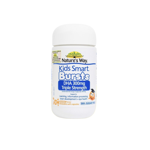 Kids Smart Bursts DHA 300mg Triple Strength - Lọ 50 viên - NATURE’S WAY - Bổ sung DHA hàm lượng cao, hỗ trợ tốt cho não bộ và mắt