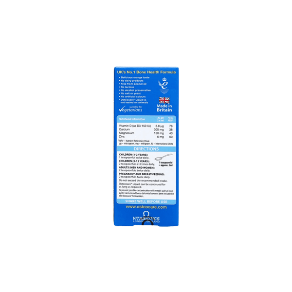 Osteocare Liquid - Chai 200ml - VITABIOTICS - Siro Bổ sung Canxi, D3 cho trẻ 3+ và người lớn