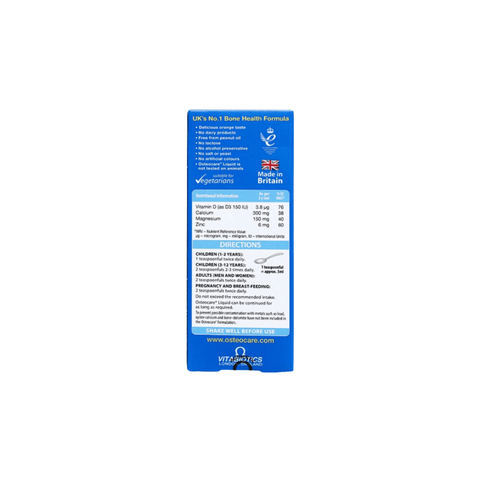 Osteocare Liquid - Chai 200ml - VITABIOTICS - Siro Bổ sung Canxi, D3 cho trẻ 3+ và người lớn
