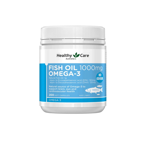 Omega 3 1000mg - Lọ 200 viên - HEALTHY CARE - Dầu Cá Cho Tim Mạch, Não Bộ, Thị Lực