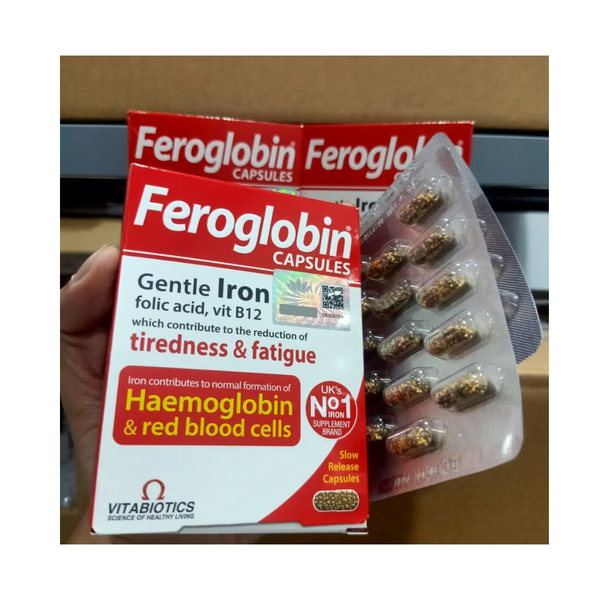 Feroglobin Capsule - Hộp 30 viên - VITABIOTICS - Viên bổ máu người lớn và bầu