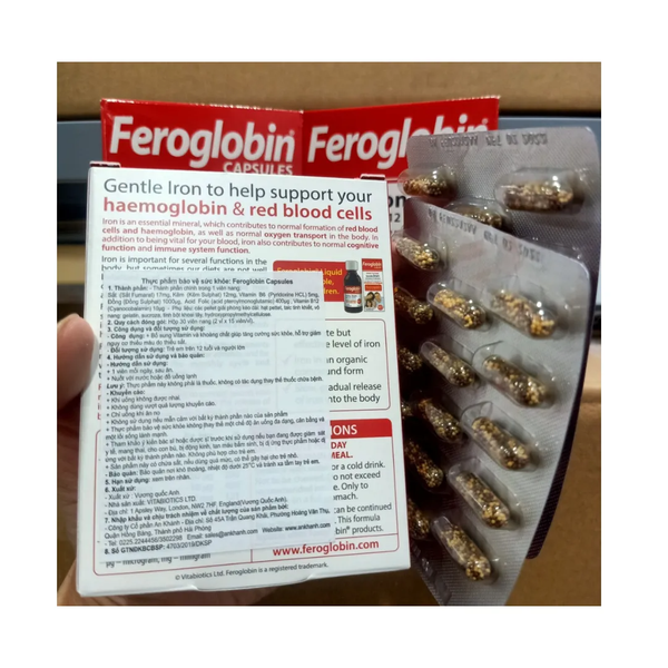 Feroglobin Capsule - Hộp 30 viên - VITABIOTICS - Viên bổ máu người lớn và bầu
