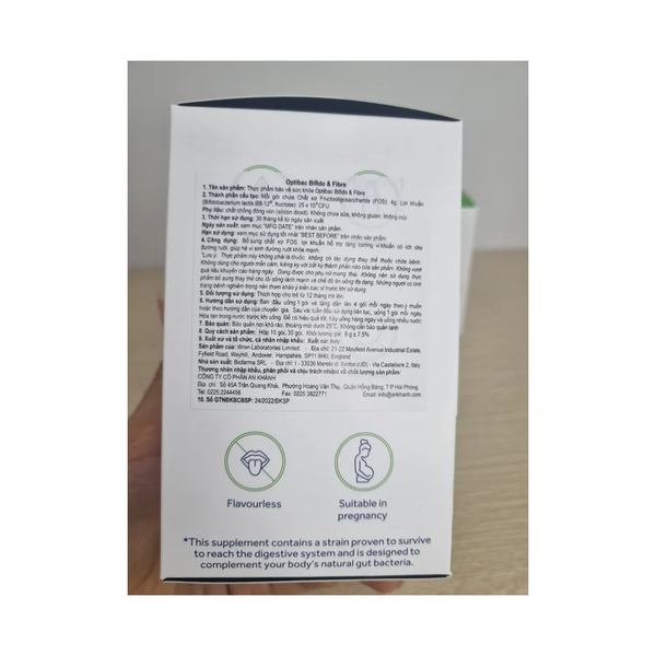 Bifido & Fibre - Hộp 30 gói - OPTIBAC - Bổ sung lợi khuẩn & chất xơ FOS hỗ trợ đường ruột