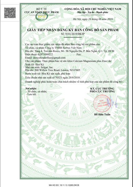 Calcium Magnesium plus Zinc - Lọ 100 viên - SOLGAR - Hỗ trợ cơ xương chắc khỏe