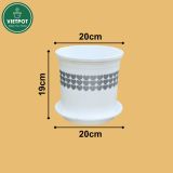  Chậu nhựa trồng cây VIETPOT, màu Trắng Tim, trồng kiểng lá, hoa hồng, trang trí ban công, sân vườn. 