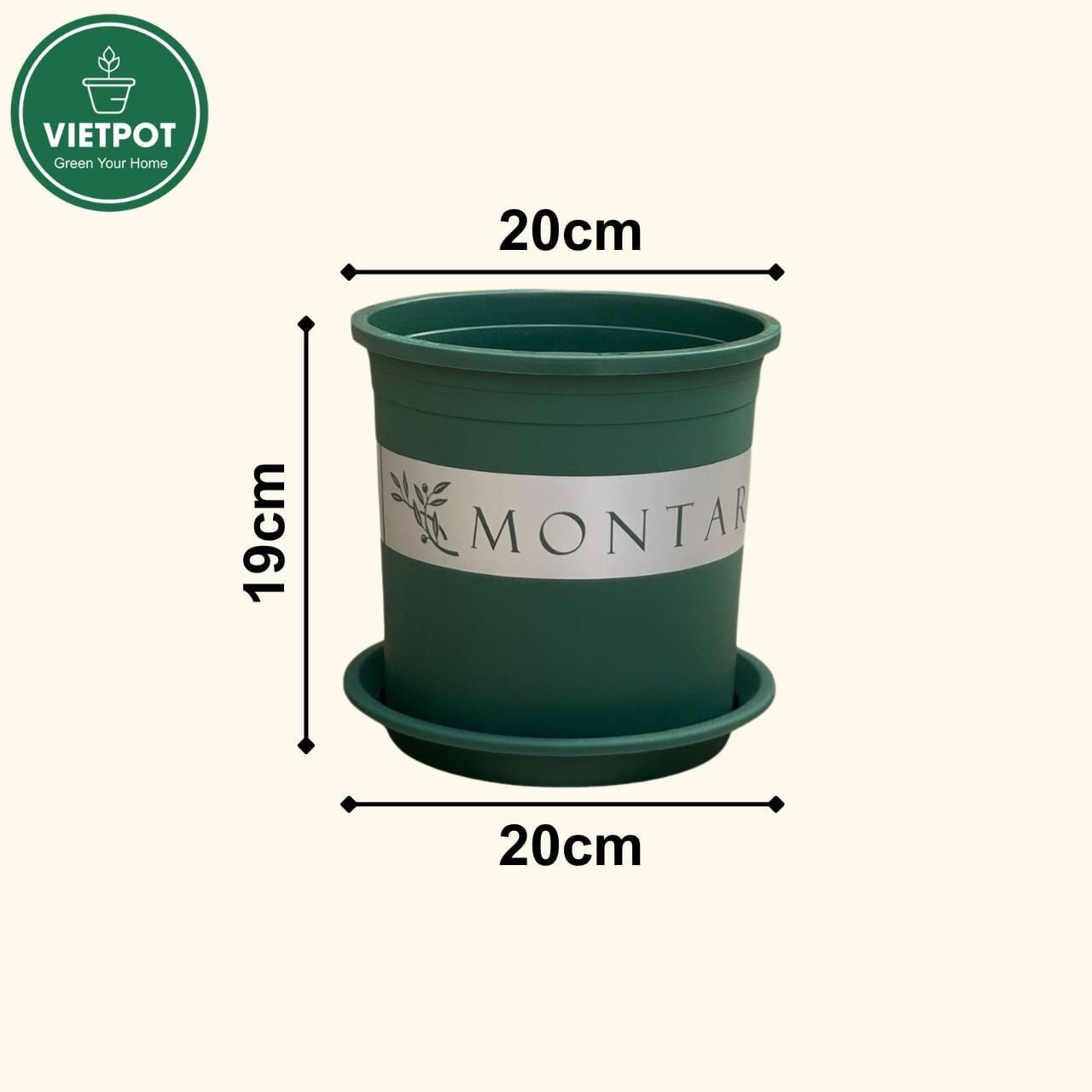  Chậu nhựa trồng cây VIETPOT, màu xanh MONTARIO, để ban công, sân vườn, trồng các loại cây hoa. 