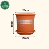  Chậu nhựa trồng cây VIETPOT, màu Cam Tim, trồng hoa kiểng, hoa hồng, để bàn, ban công, sân vườn. 