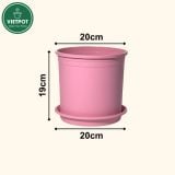  Chậu nhựa trồng cây VIETPOT, màu hồng trơn, trồng kiểng lá, hoa hồng, trang trí ban công, sân vườn. 