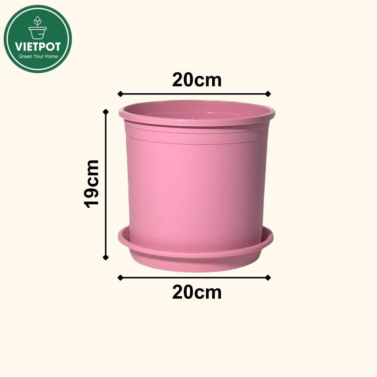  Chậu nhựa trồng cây VIETPOT, màu hồng trơn, trồng kiểng lá, hoa hồng, trang trí ban công, sân vườn. 