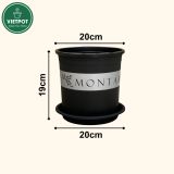  Chậu nhựa trồng cây VIETPOT, màu đen MONTARIO, trồng hoa kiểng, hoa hồng, để ban công, sân vườn. 