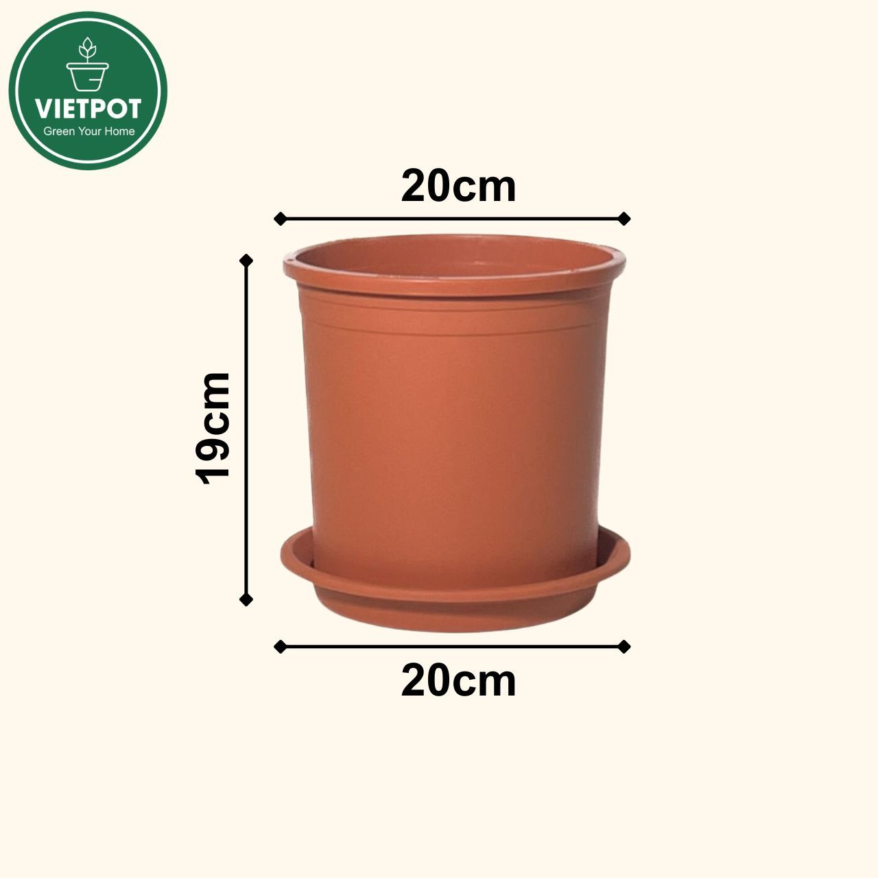  Chậu nhựa trồng cây VIETPOT, màu Cam Trơn, trồng kiểng lá, hoa hồng, để ban công, sân vườn. 