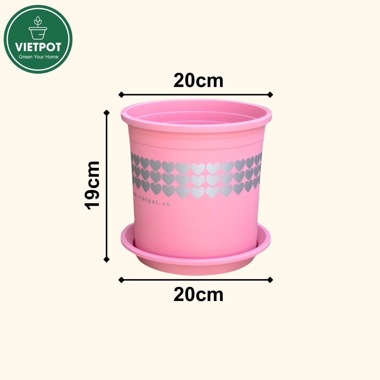  Chậu nhựa trồng cây VIETPOT, màu hồng tim, trồng kiểng lá, hoa hồng, trang trí ban công, sân vườn. 