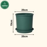  Chậu nhựa trồng cây VIETPOT, màu xanh trơn, trồng hoa kiểng, hoa hồng, để bàn, ban công, sân vườn 