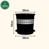  Chậu nhựa trồng cây VIETPOT, màu Đen Tim, trồng hoa kiểng, trang trí ban công, sân vườn, sân thượng 