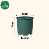  Chậu nhựa trồng cây VIETPOT, màu xanh trơn, trồng hoa kiểng, hoa hồng, để bàn, ban công, sân vườn 