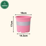  Chậu nhựa trồng cây VIETPOT, màu hồng MONTARIO, trồng hoa kiểng, hoa hồng, ban công, sân vườn 