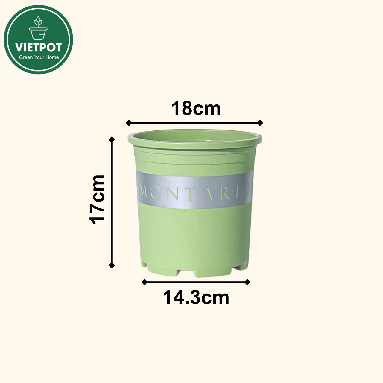  Chậu Nhựa Trồng Cây VIETPOT, xanh Mint MONTARIO, kiểng lá, hoa hồng, để bàn,ban công,sân vườn 