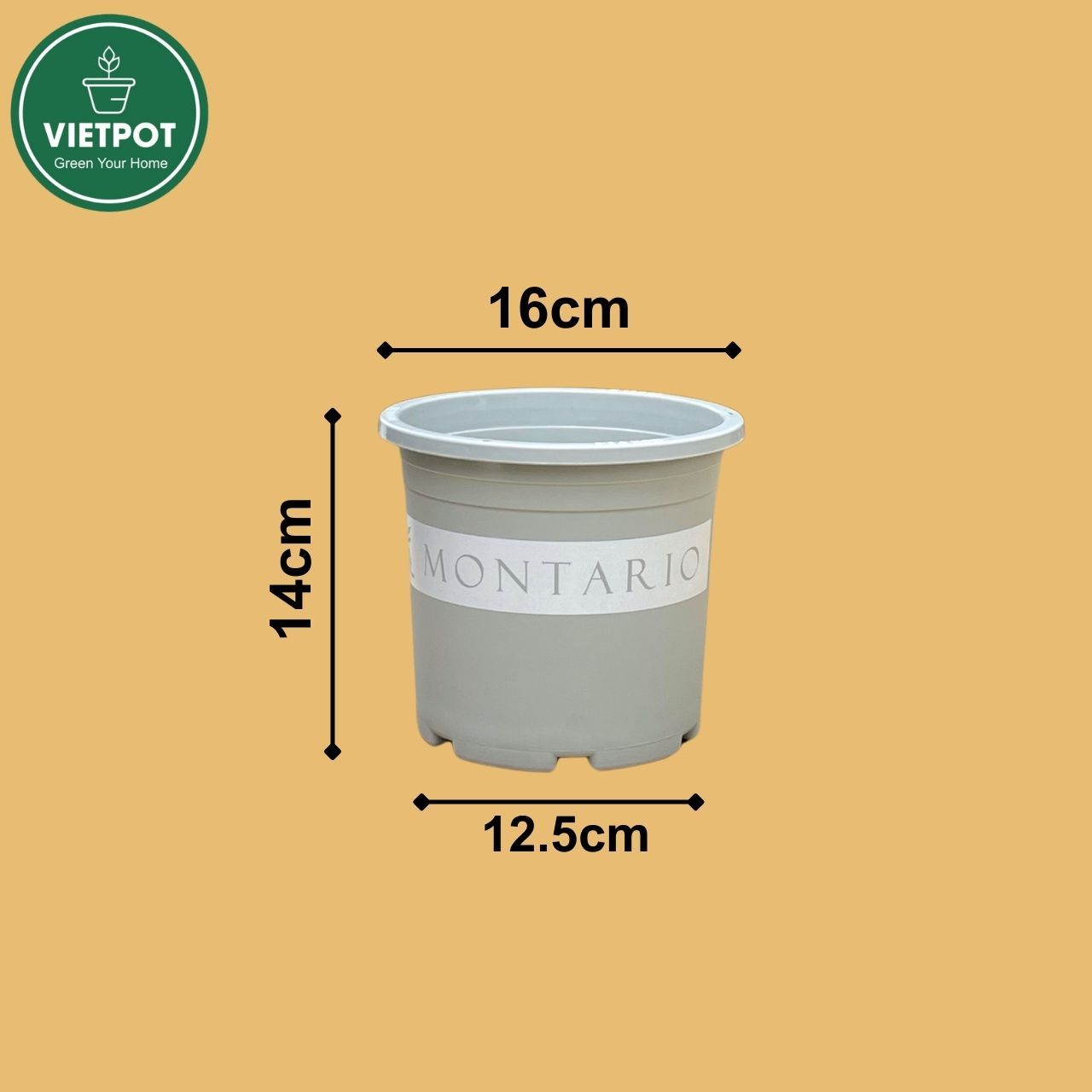  Chậu Nhựa Trồng Cây VIETPOT, size 16x14 Montario, trồng kiểng lá hoa hồng, trang trí sân vườn. 