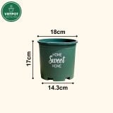  Chậu nhựa trồng cây VIETPOT, màu xanh, hoa văn Sweet Home, trồng hoa kiểng lá, để nhà, sân vườn. 